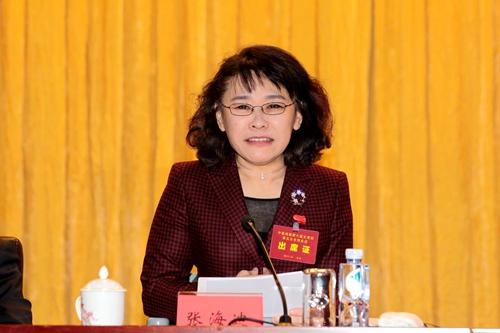 图为张海迪主席出席会议并讲话 图为张海迪主席出席会议并讲话